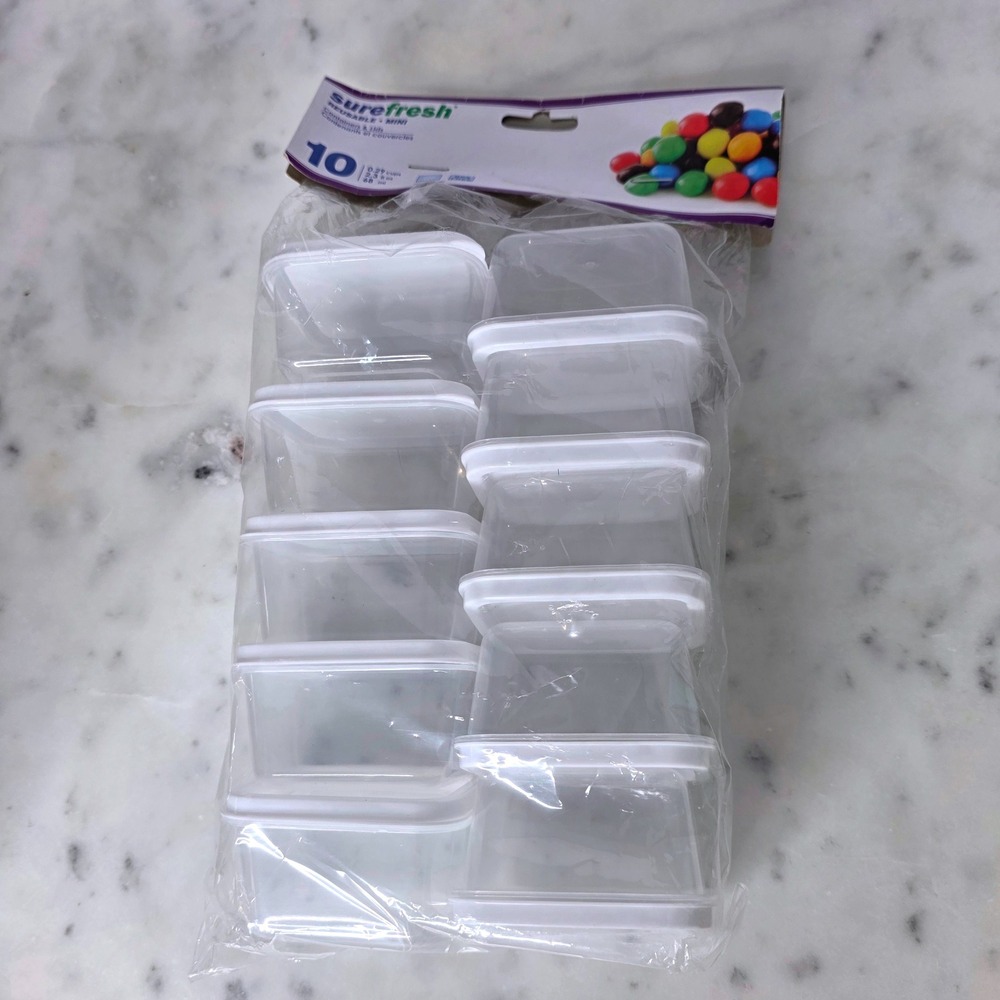 Surefresh Mini Containers w/ Lids Reusable 0.29 Cups 10 Count BPA Free NEW pack